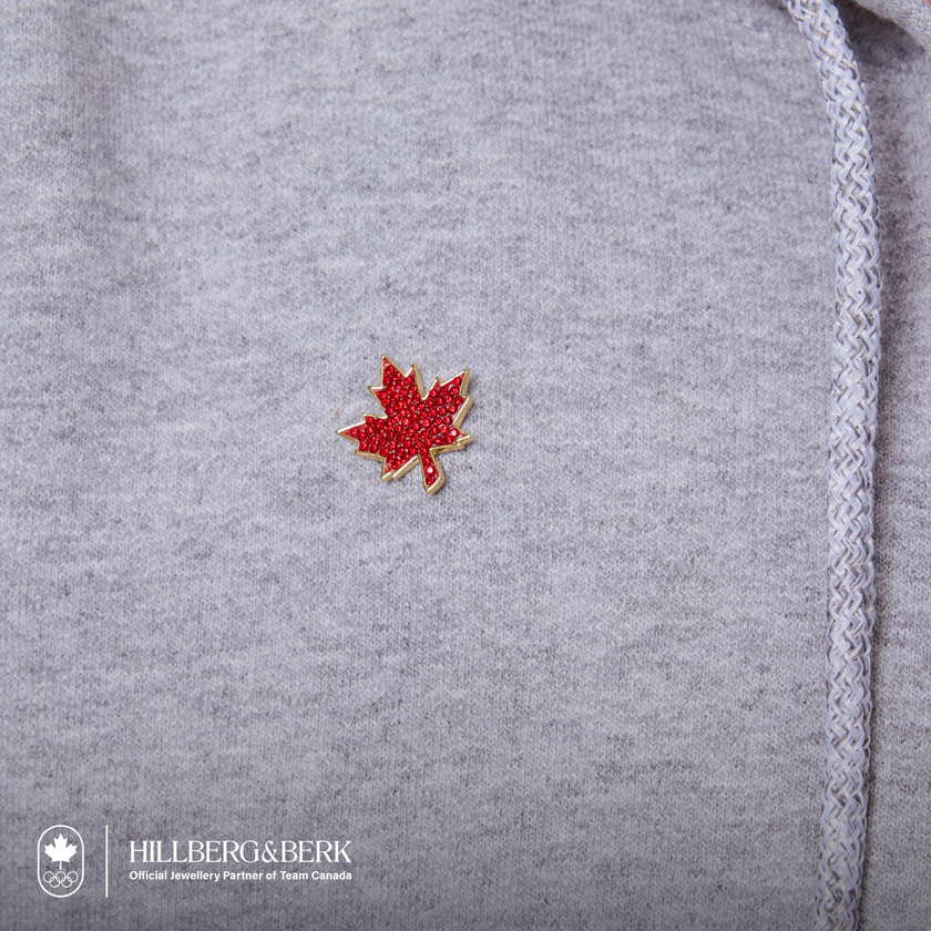 Sparkle Maple Leaf Brooch on model