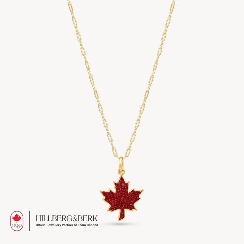 Team Canada Sparkle Maple Leaf Necklace