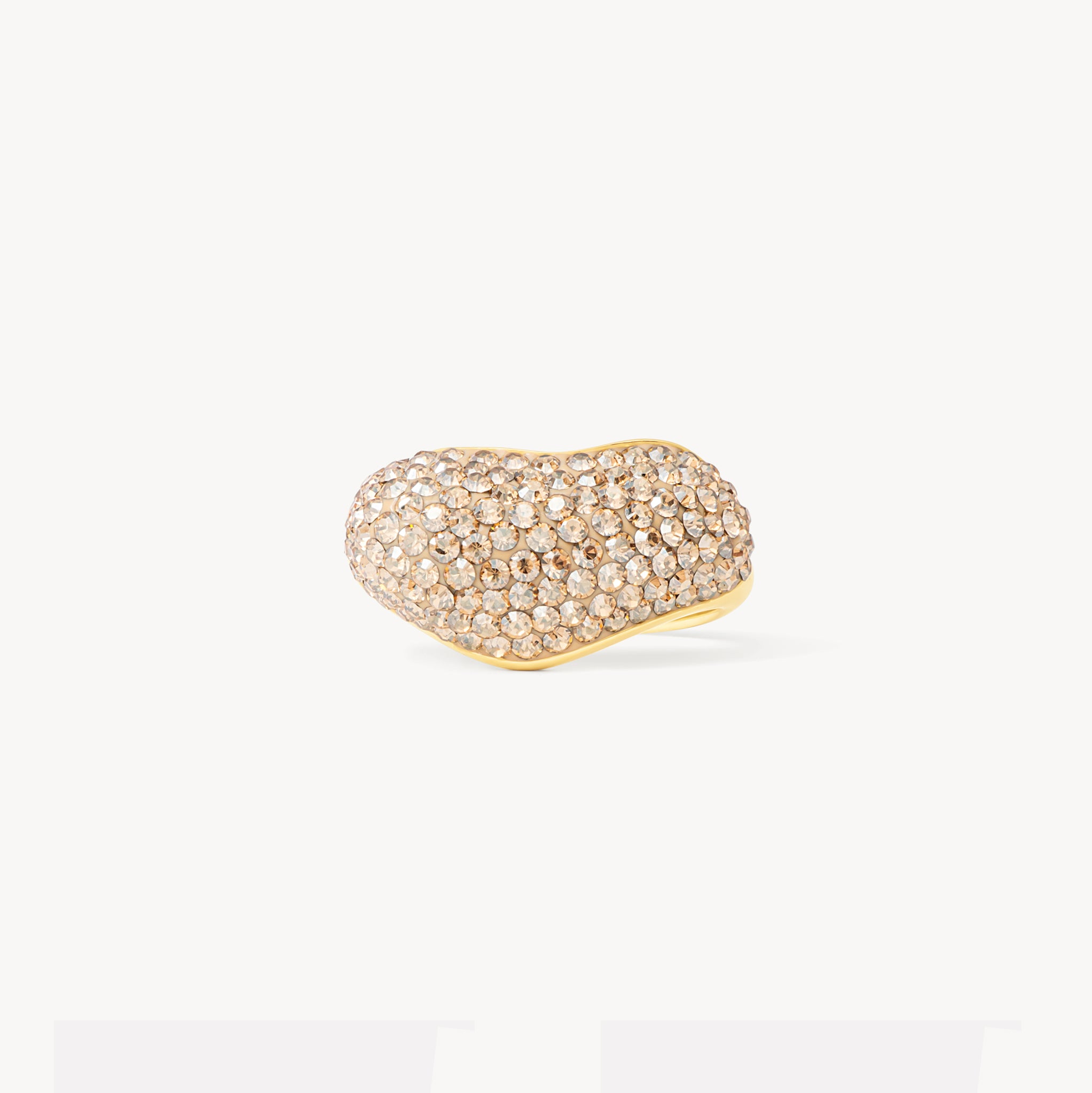 Soft Gold Sparkle Wave Ring