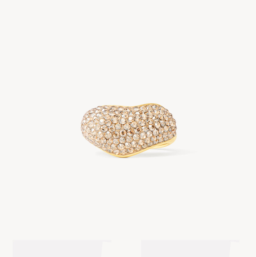 Soft Gold Sparkle Wave Ring