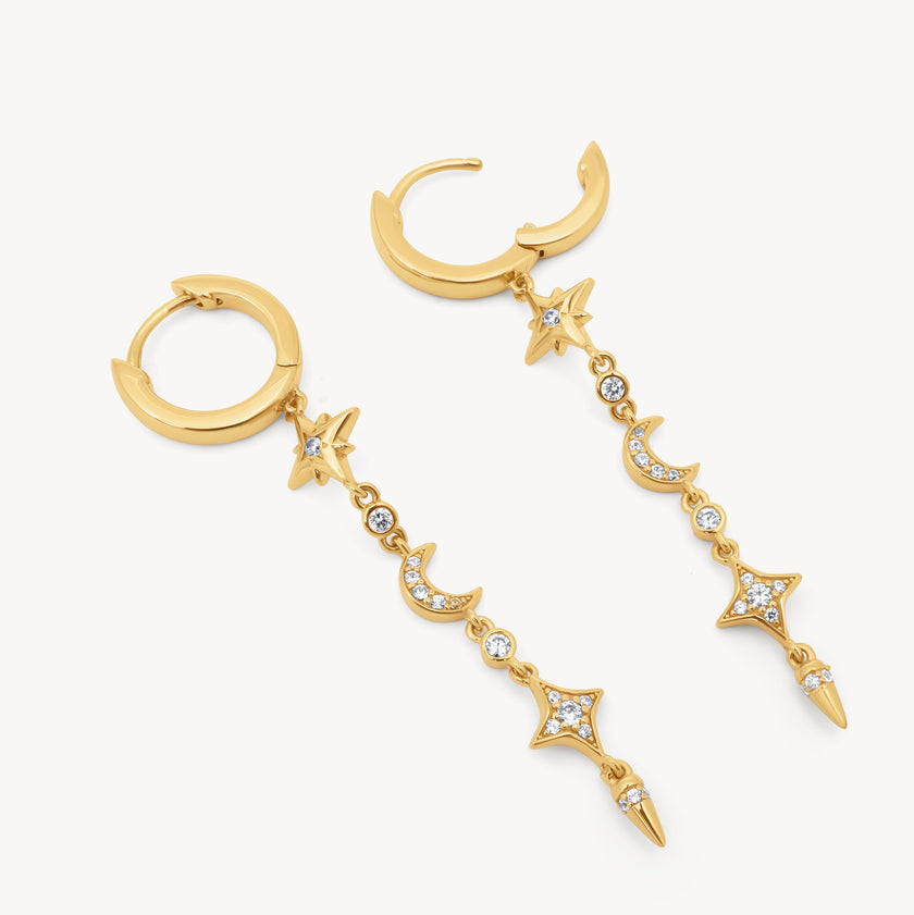 Starburst Hoop Drop Earrings