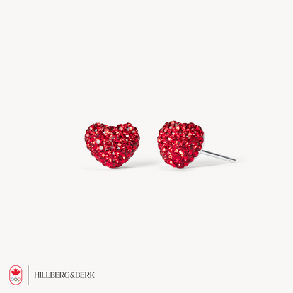Team Canada Sparkle Heart Stud Earrings