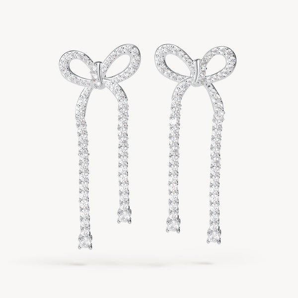 ピアス Clear Pull Bow Earrings Tennis Bow Statement Earrings | Hillberg & Berk