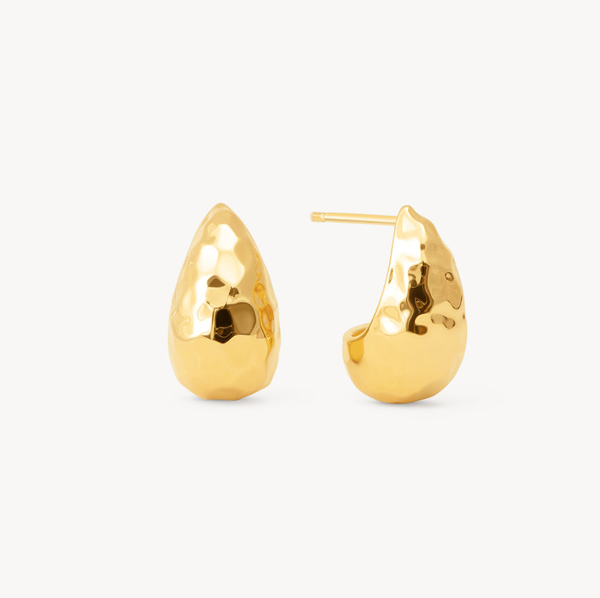 Gold Texture Puff Earrings