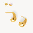 Gold Texture Puff Earrings laying flat