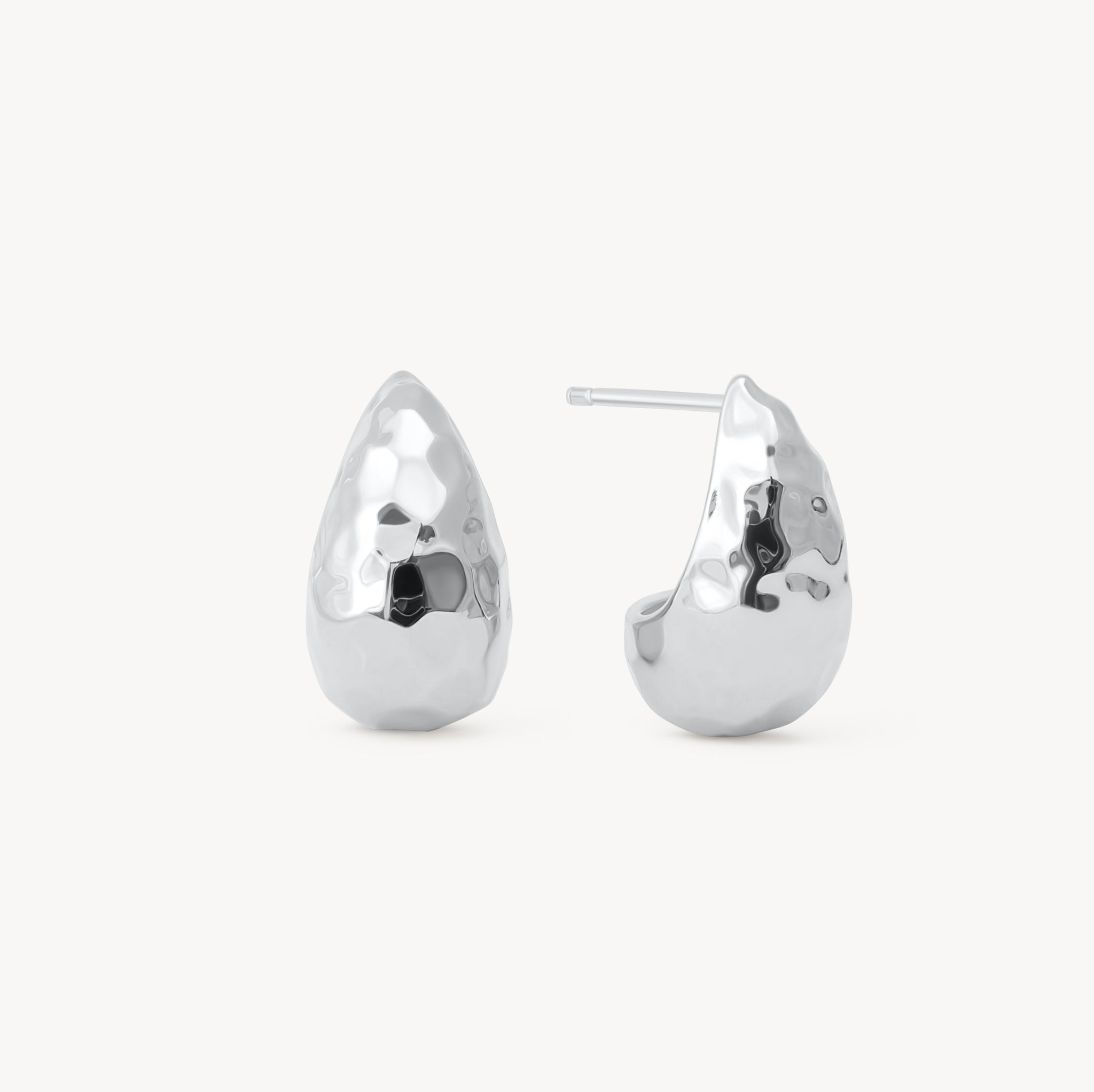 Silver Texture Puff Earrings