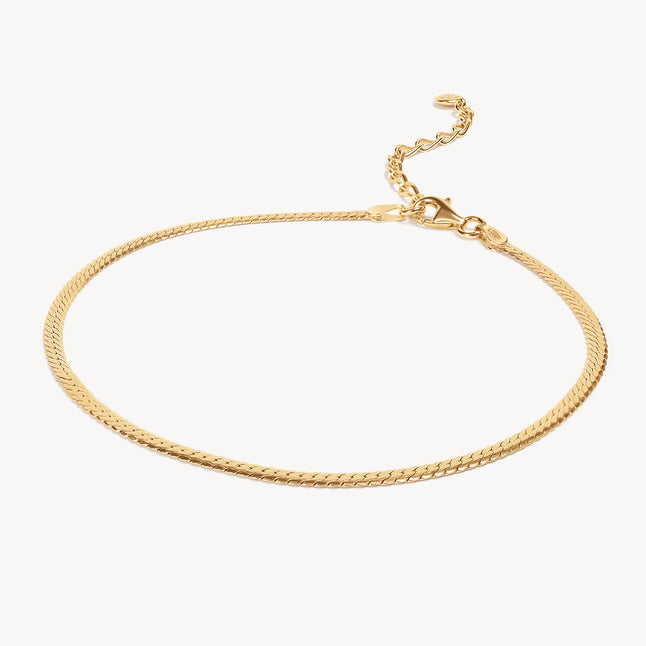 Gold Thin Herringbone Chain Anklet