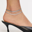 Silver Heart & Herringbone Anklet Set on model
