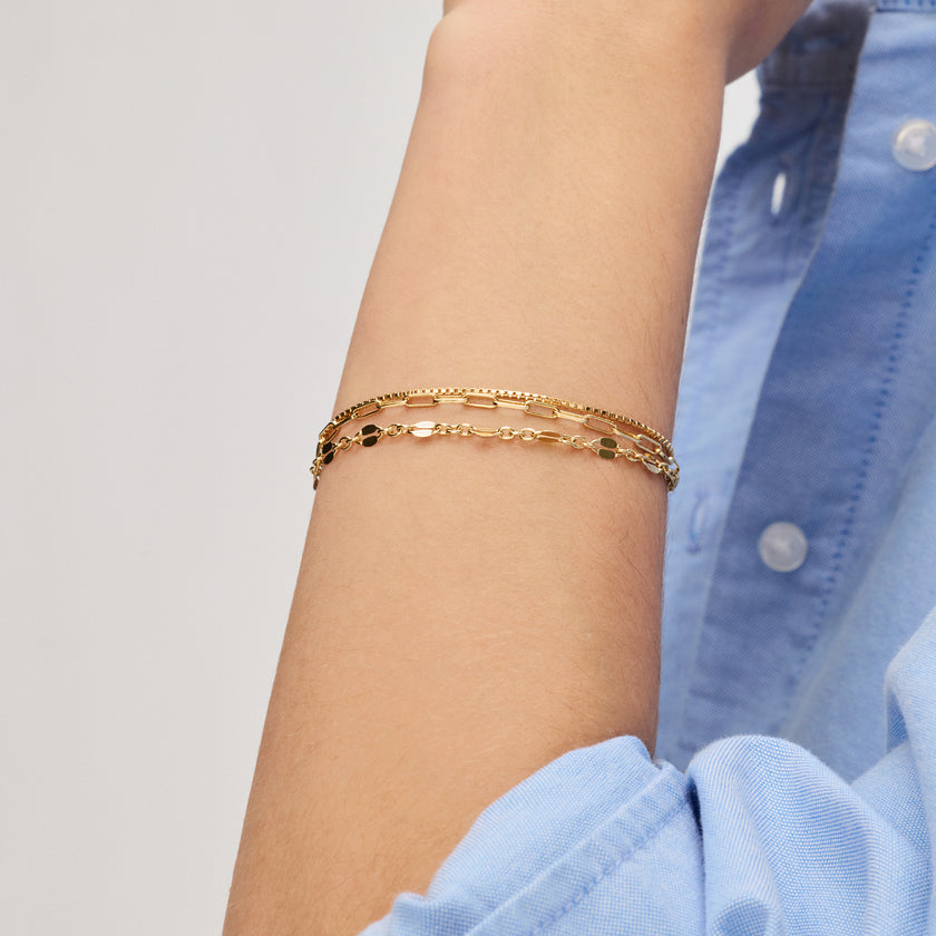 Chain Trio Strand Bracelet in gold on model