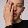 Gold Thin Wave Ring on model