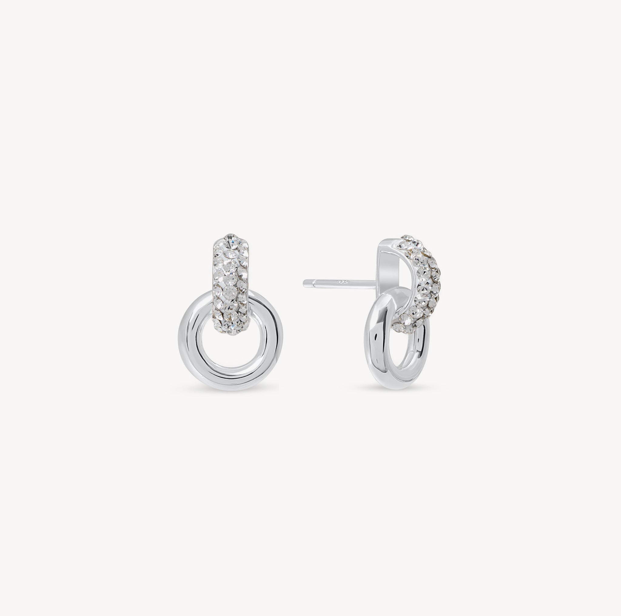 White Interlock Sparkle Earrings