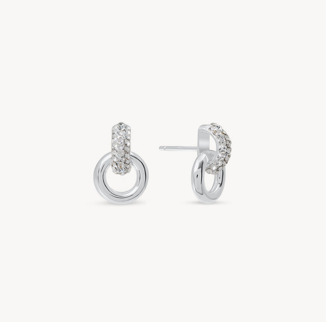 White Interlock Sparkle Earrings
