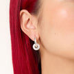 Lux Sparkle Charm Hoop Earrings White on model
