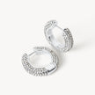 White Medium Sparkle Hoop Earrings