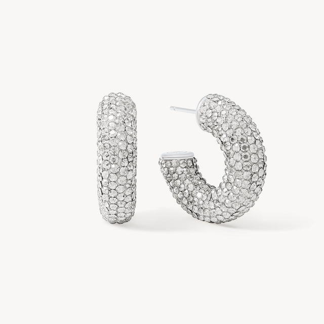 White Sparkle Chunky Hoop Earrings