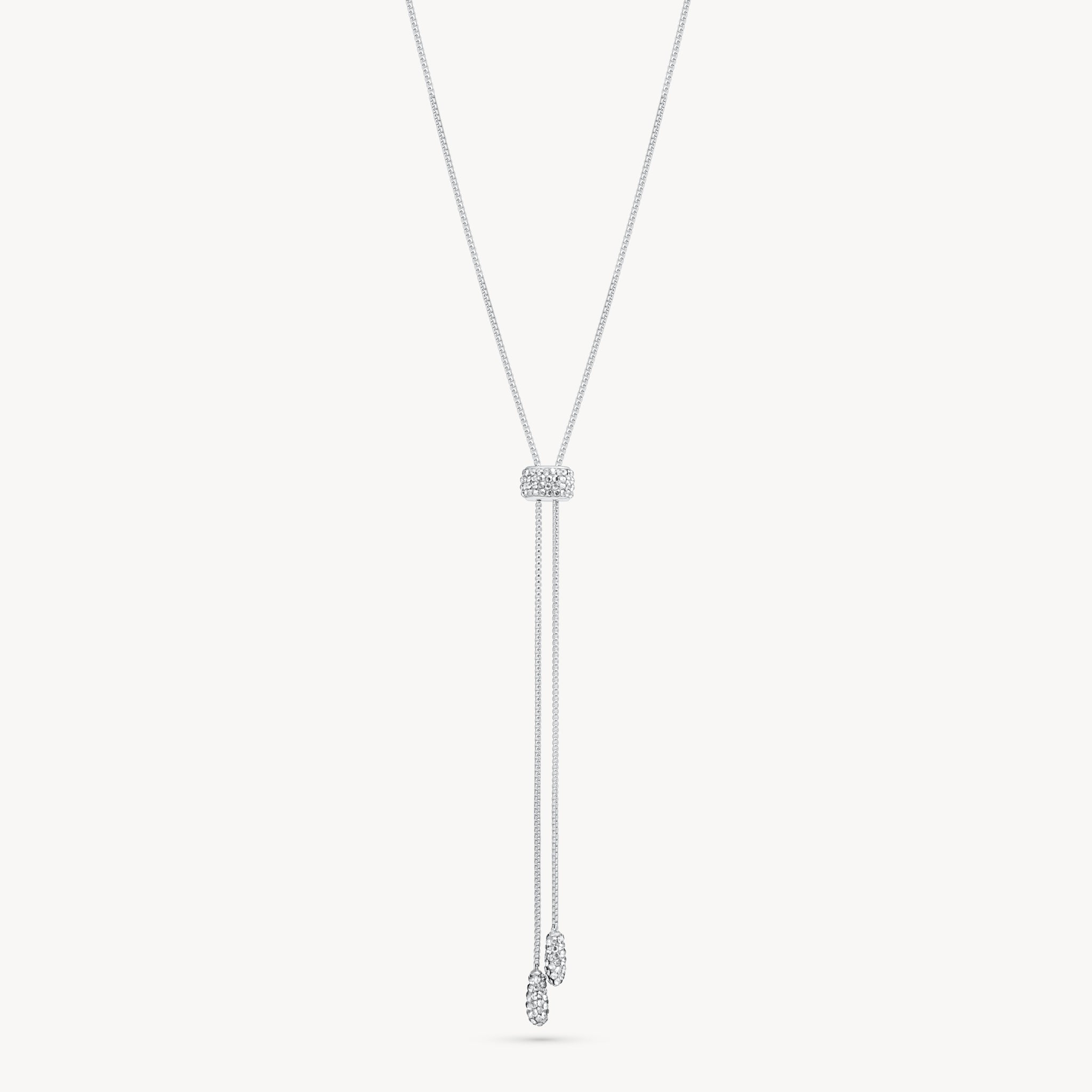 White Sparkle Bolo Tie Necklace