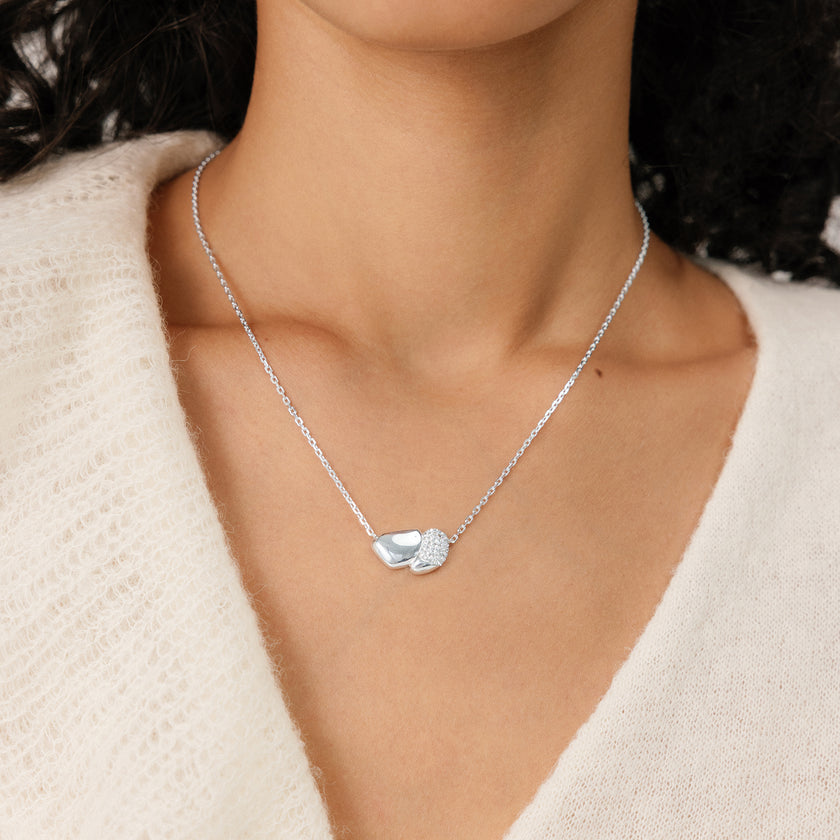 White Drift Sparkle Necklace on model