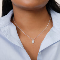 White Sparkle Pebble Necklace on model