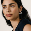 White Sparkle Chunky Hoop Earrings on model