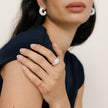 White Sparkle Fluted Ring on model