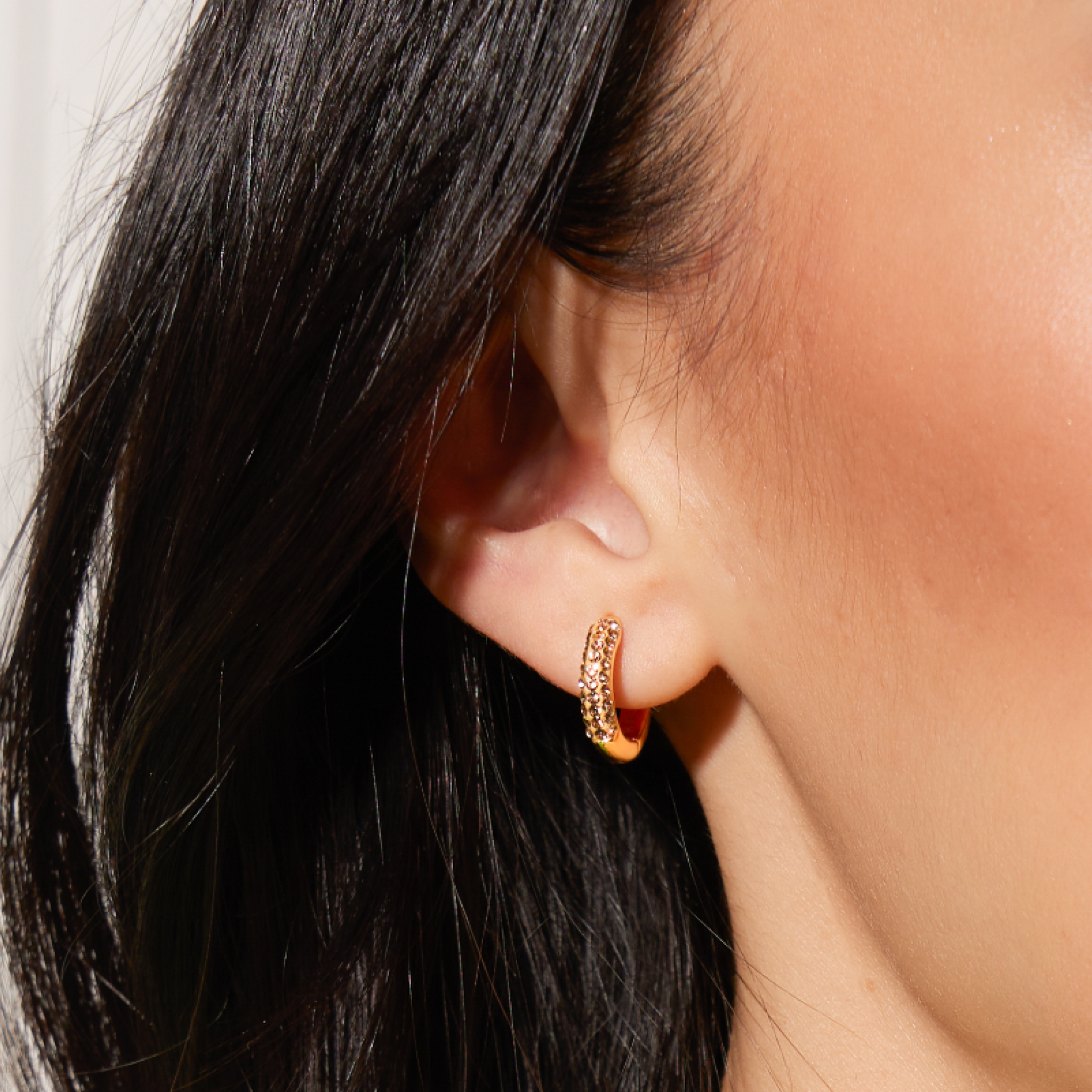 Always On Sparkle Hoops Gold on model