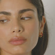 Red Always On Sparkle Hoop Earrings on model