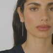 Silver Bezel Threader Earrings on model