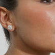 Medium Sparkle Ball™ Stud Earrings in White on model