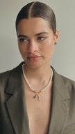 Cactus Charm and Lizard Charm on Pearl Charm Necklace Base