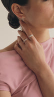 Baguette Opal Cluster Stacking Ring and Lineup Opal Stacking Ring in Silver on model video