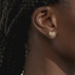 Sparkle Heart Stud Earrings in Soft Gold on model