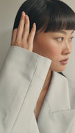 Silver Texture Puff Earrings on model