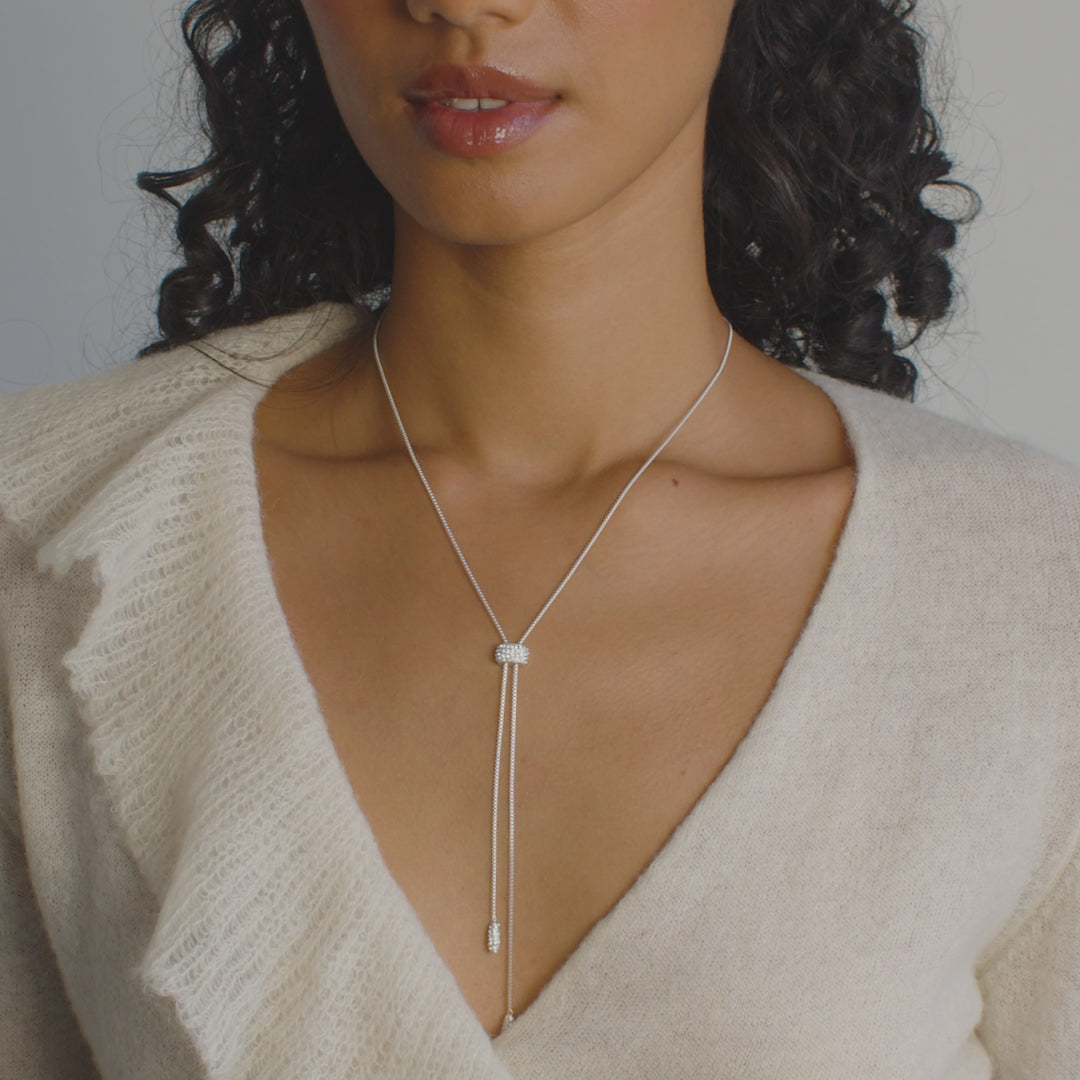 White Sparkle Bolo Tie Necklace video