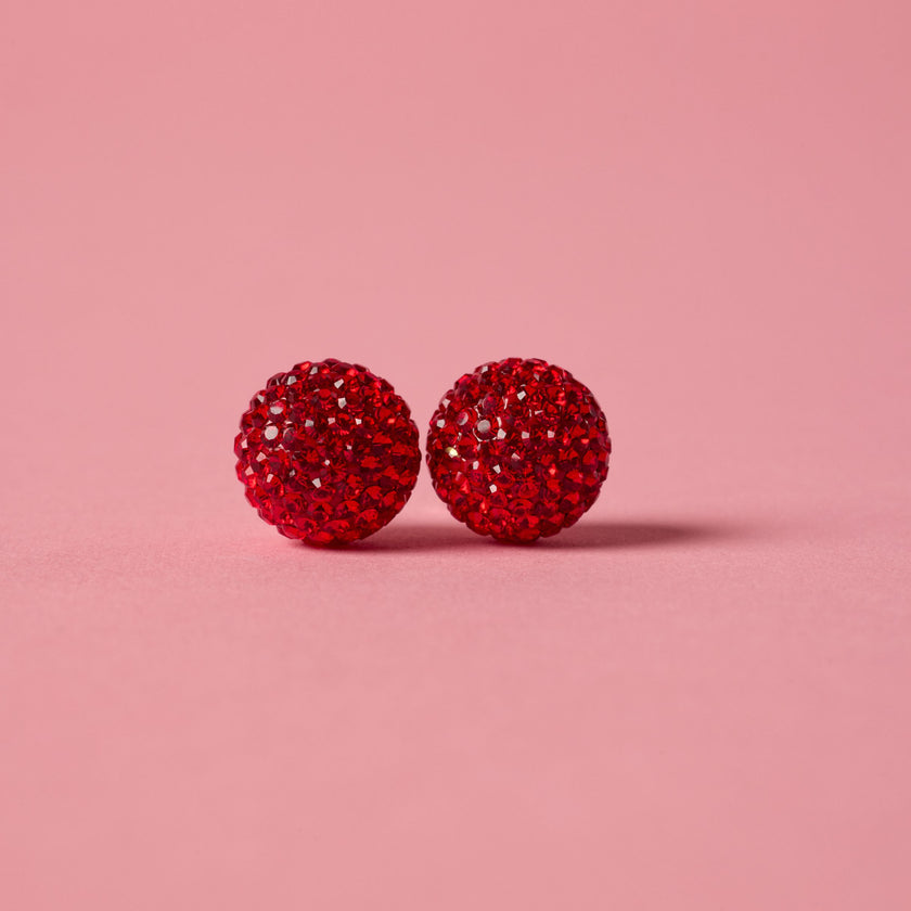 Medium Red Velvet Sparkle Ball™ Stud Earrings