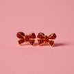 Red Velvet Sparkle Bow Stud Earrings