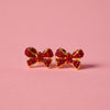 Red Velvet Sparkle Bow Stud Earrings