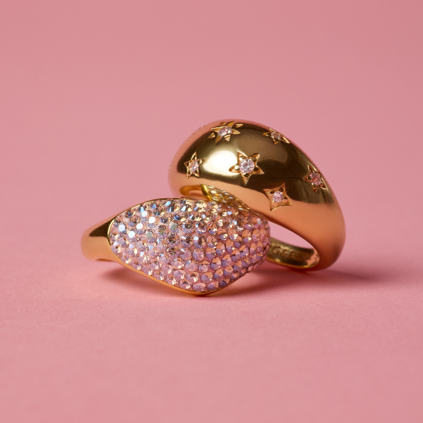 Starburst Ring & Champagne Wave Ring