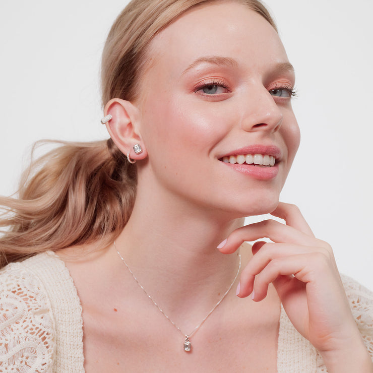 Laura Pendant Necklace Silver on model
