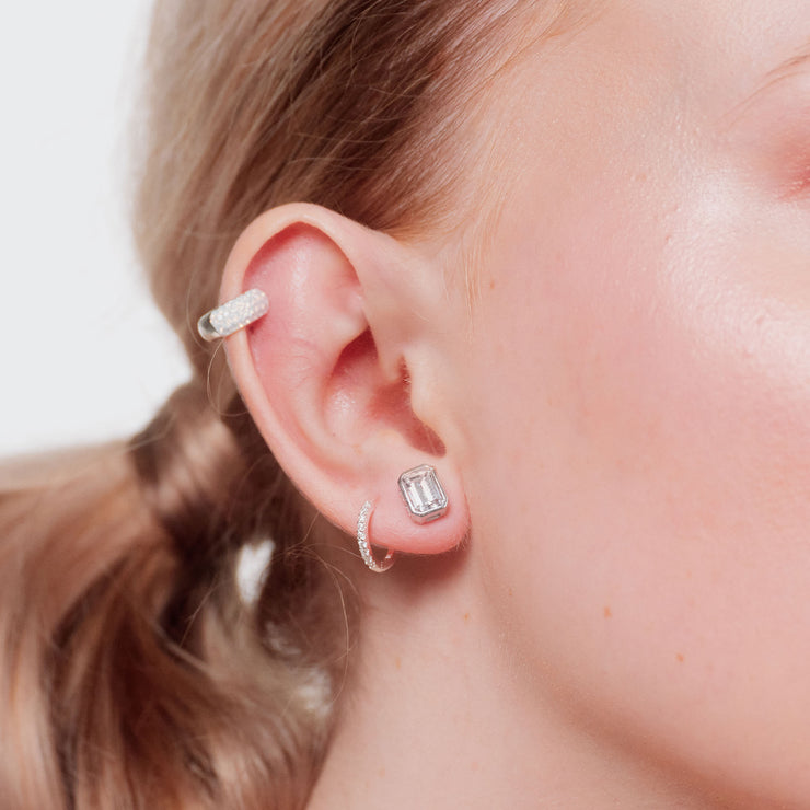 Laura Stud Earrings Silver on Model