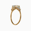 Emerald Cut Opal, Rainbow Moonstone and Diamond Accent Ring in 14K Gold