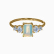 Emerald Cut Opal, Rainbow Moonstone and Diamond Accent Ring in 14K Gold