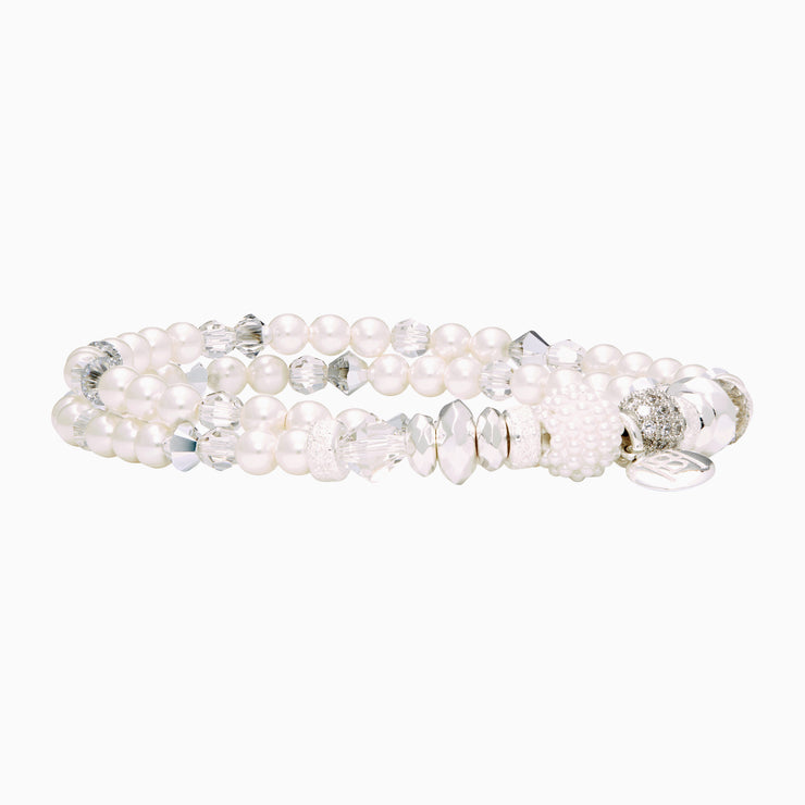 Pearl Sparkle Ball™ Double Wrap Bracelet with White Pearl