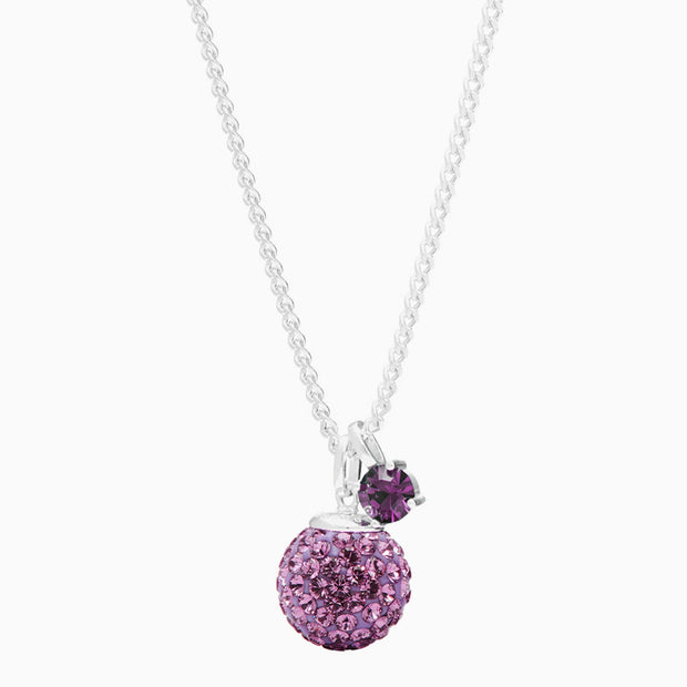Birthstone Sparkle Pendant Necklace February Amethyst Crystal