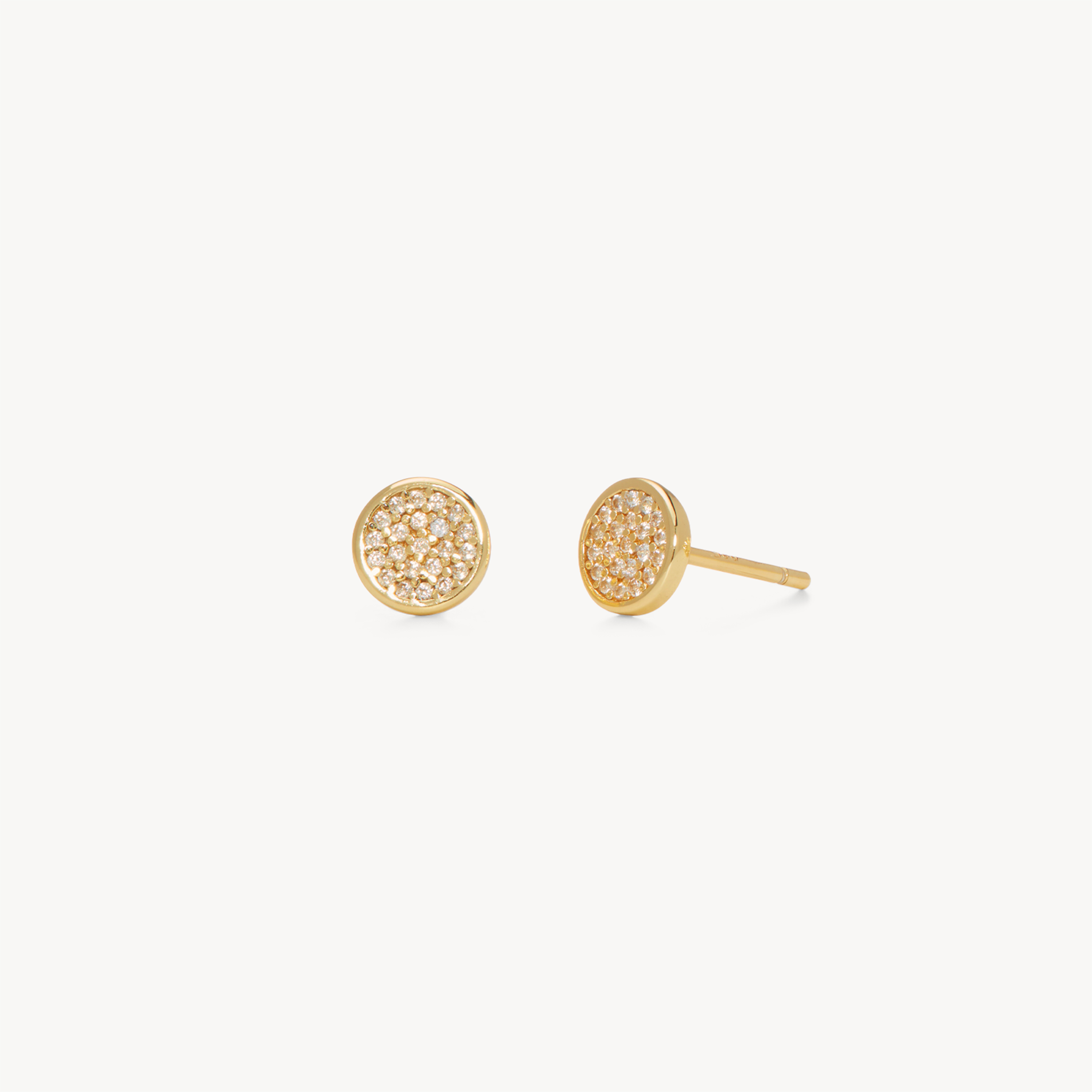 Disc Mini Pavé Stud Earrings Gold