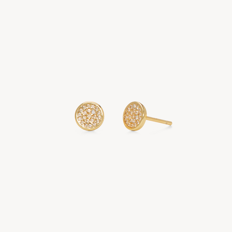 Disc Mini Pavé Stud Earrings Gold