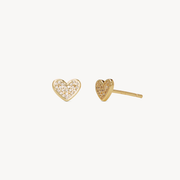 Heart Mini Pavé Stud Earrings Gold 