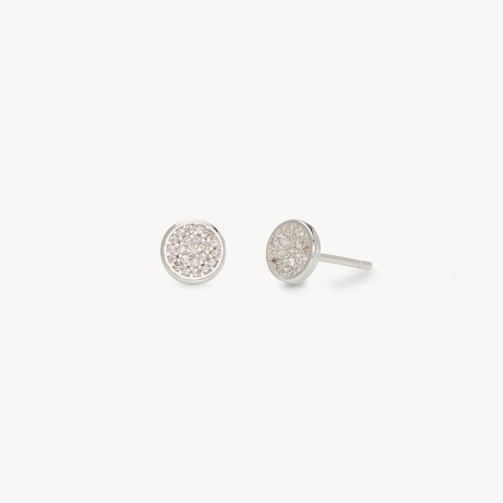 Disc Mini Pavé Stud Earrings Silver