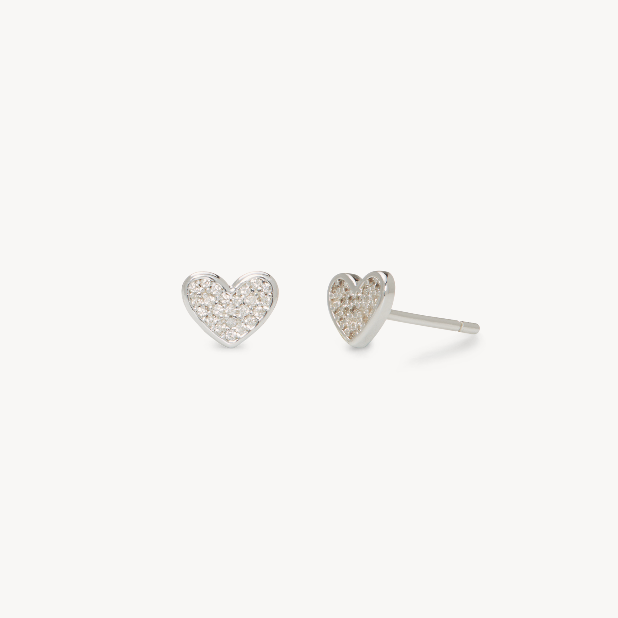 Heart Mini Pavé Stud Earrings Silver