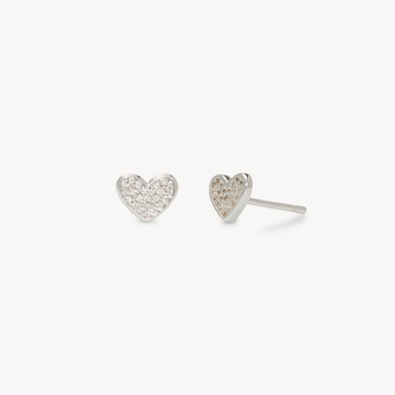 Heart Mini Pavé Stud Earrings Silver