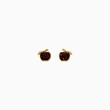 Mini Apple Sparkle Stud Earrings Gold